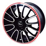 Rin auto 17″ 4*100 negro -rojo