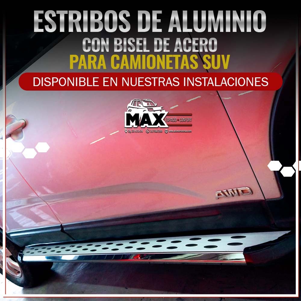 Estribos de aluminio con Bisel de acero para Camioneta SUV - Para tu carro